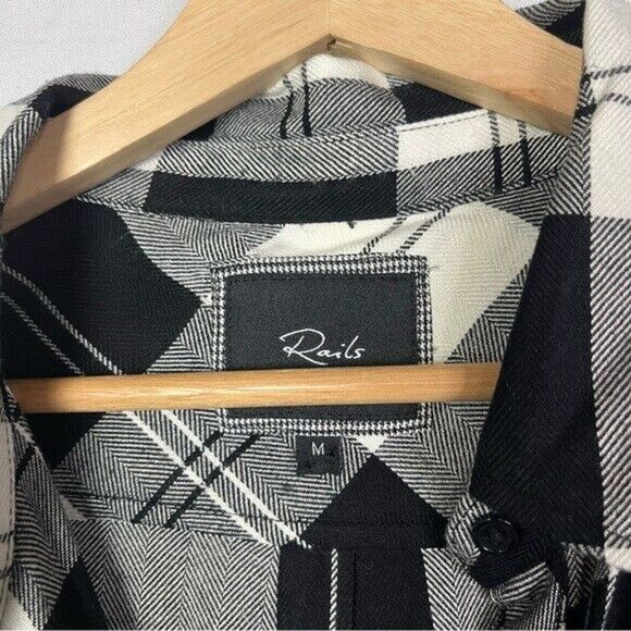 Rails Hunter Black & White Plaid Long Sleeve Button Down M - Picture 6 of 6